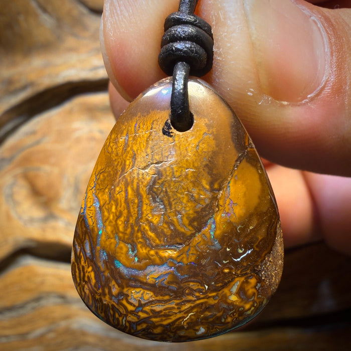 27 x 22mm - Drilled Tribal Queensland Boulder Opal Necklace