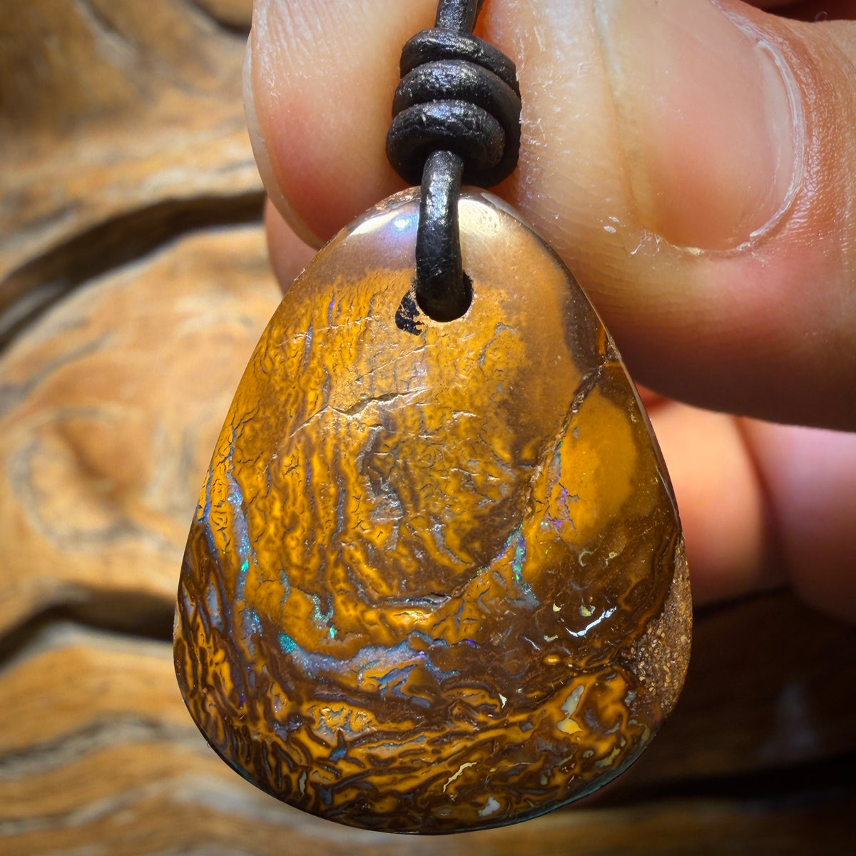 27 x 22mm - Drilled Tribal Queensland Boulder Opal Necklace