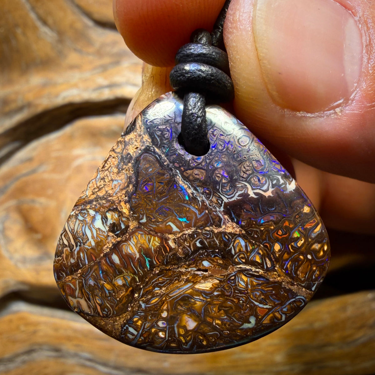 27 x 29mm - Drilled Tribal Queensland Boulder Opal Necklace