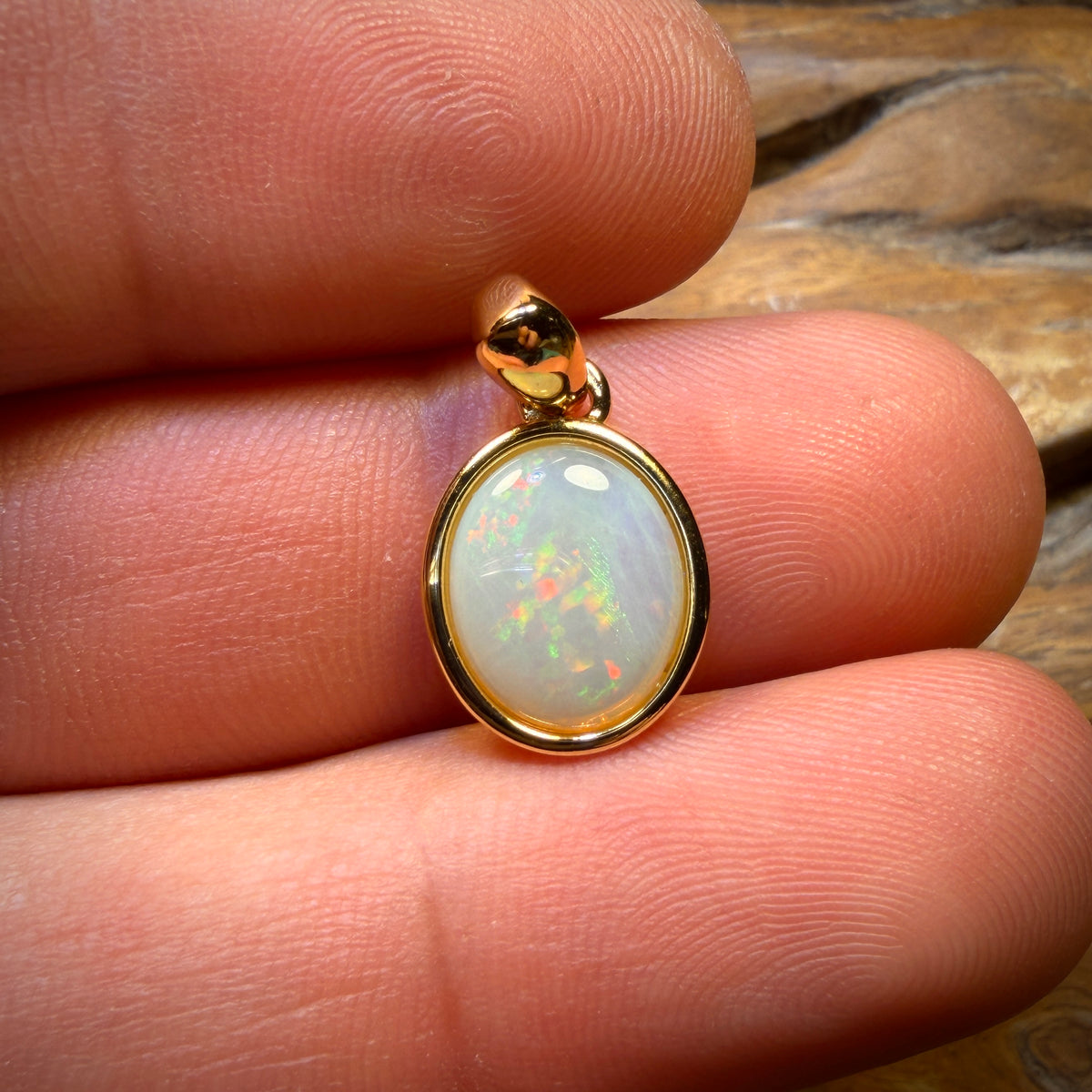Sterling Silver Gold Plated - Solid South Australian Crystal Opal Pendant