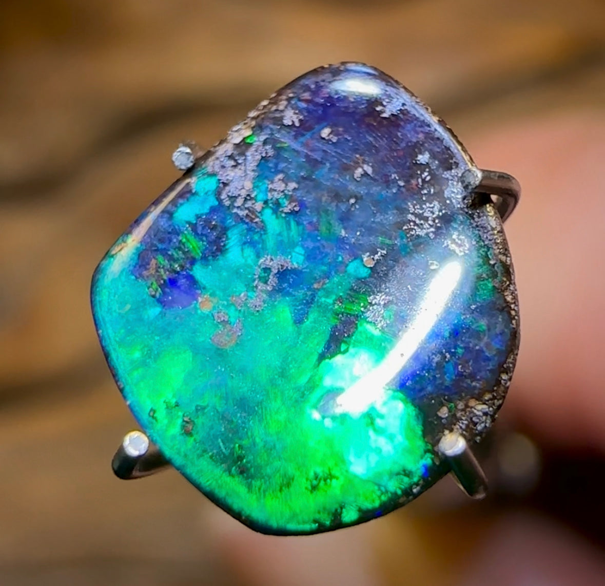 2.2cts - Queensland Boulder Opal from Winton. Metallic Colour - Opal Whisperers