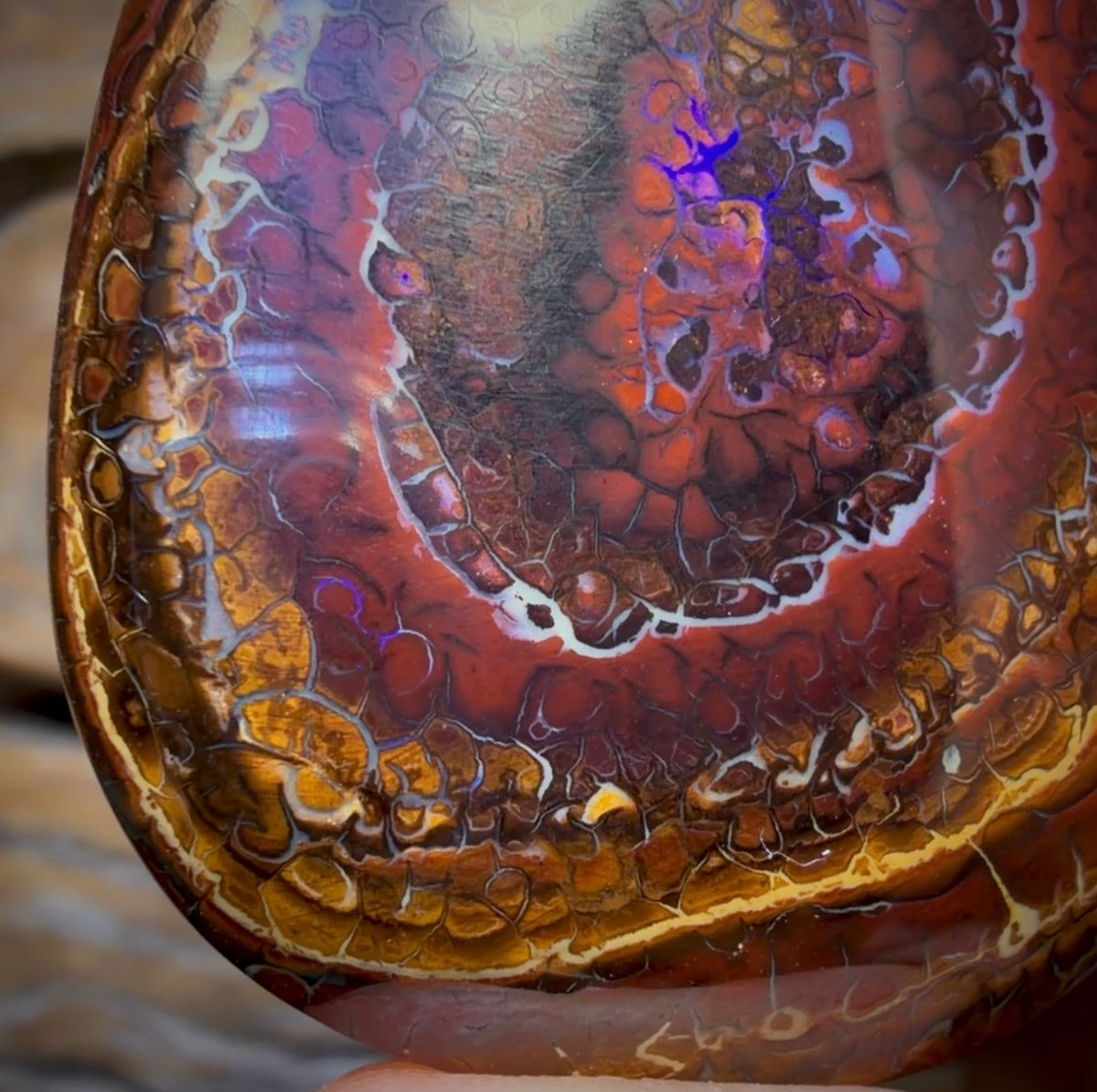 172.2cts - “Tribal Heart”Queensland Boulder Opal from Koroit