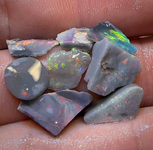 13.4cts - 8x Lightning Ridge Dark Opal Rough Parcel - Opal Whisperers