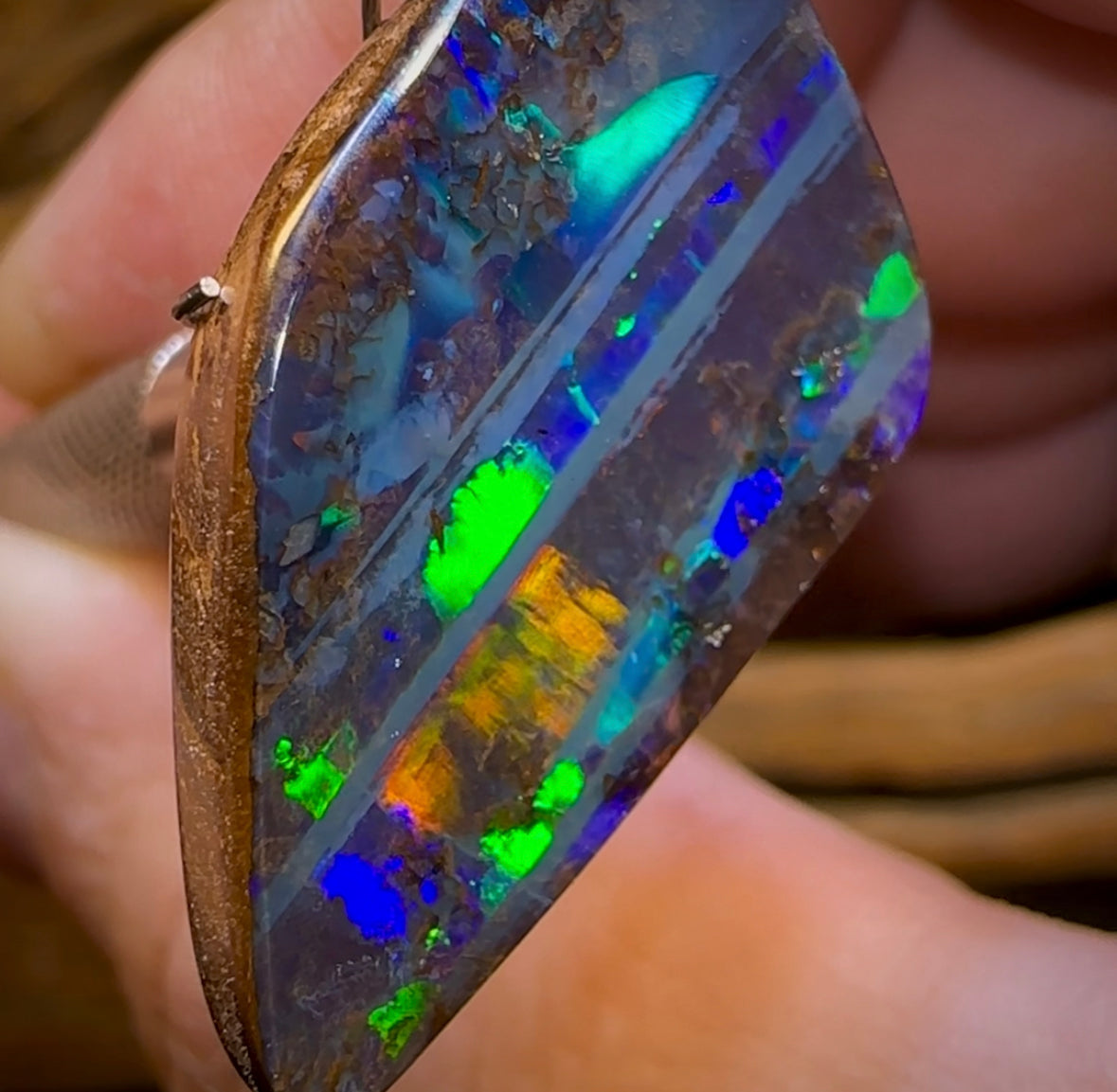 20.8cts - “Checkered Flag Lane” TOP Queensland Boulder Seam Opal