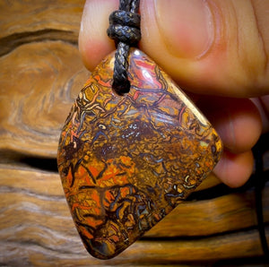 43 x 33mm - Drilled Boulder Opal Pendant w/ Eco Friendly Vegan Cord BARGAIN
