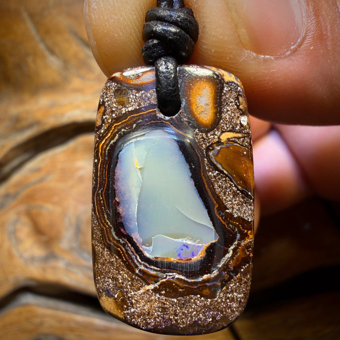 28 x 17mm - Drilled Queensland Boulder Opal Kernel Necklace