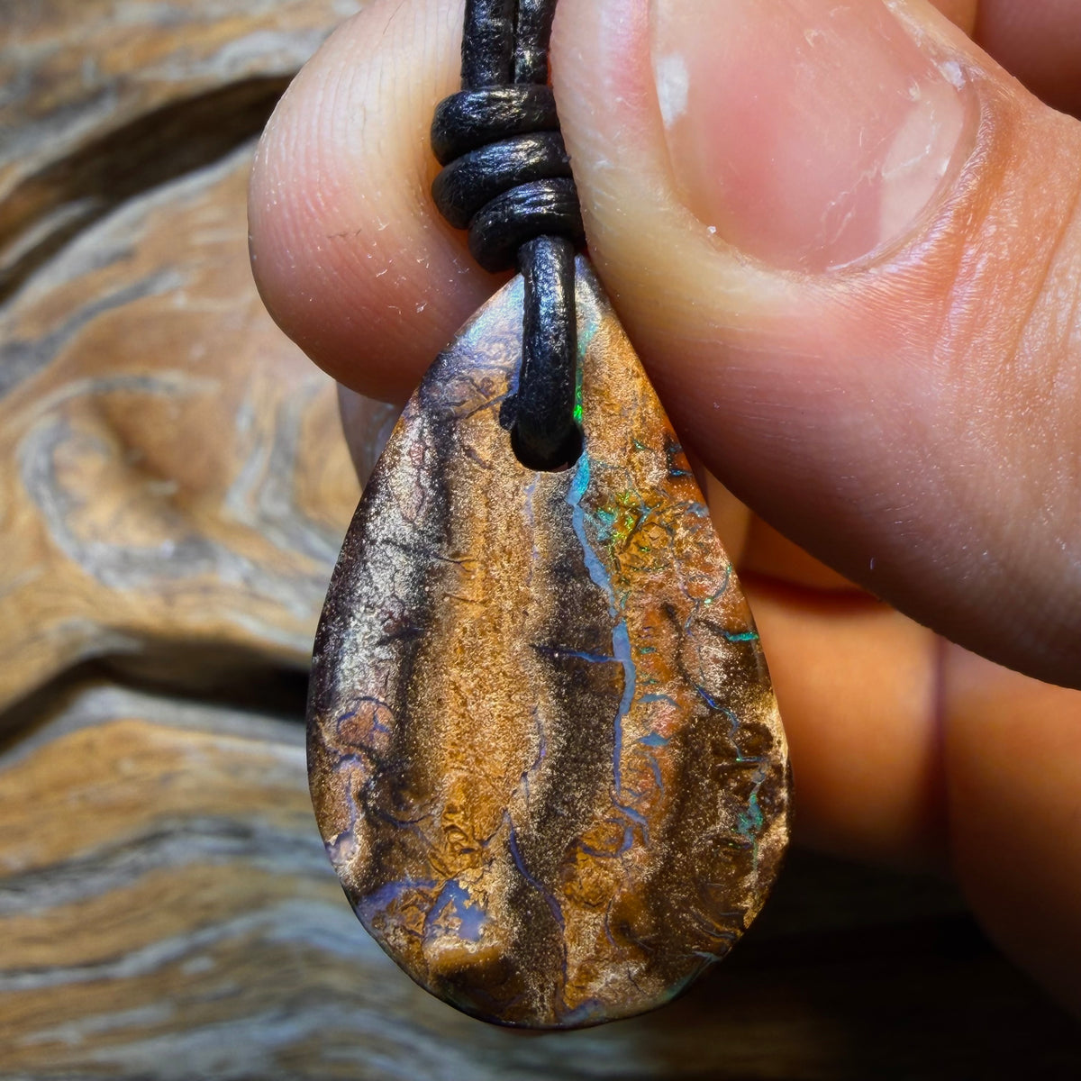 28 x 18mm - Drilled Tribal Queensland Boulder Opal Necklace