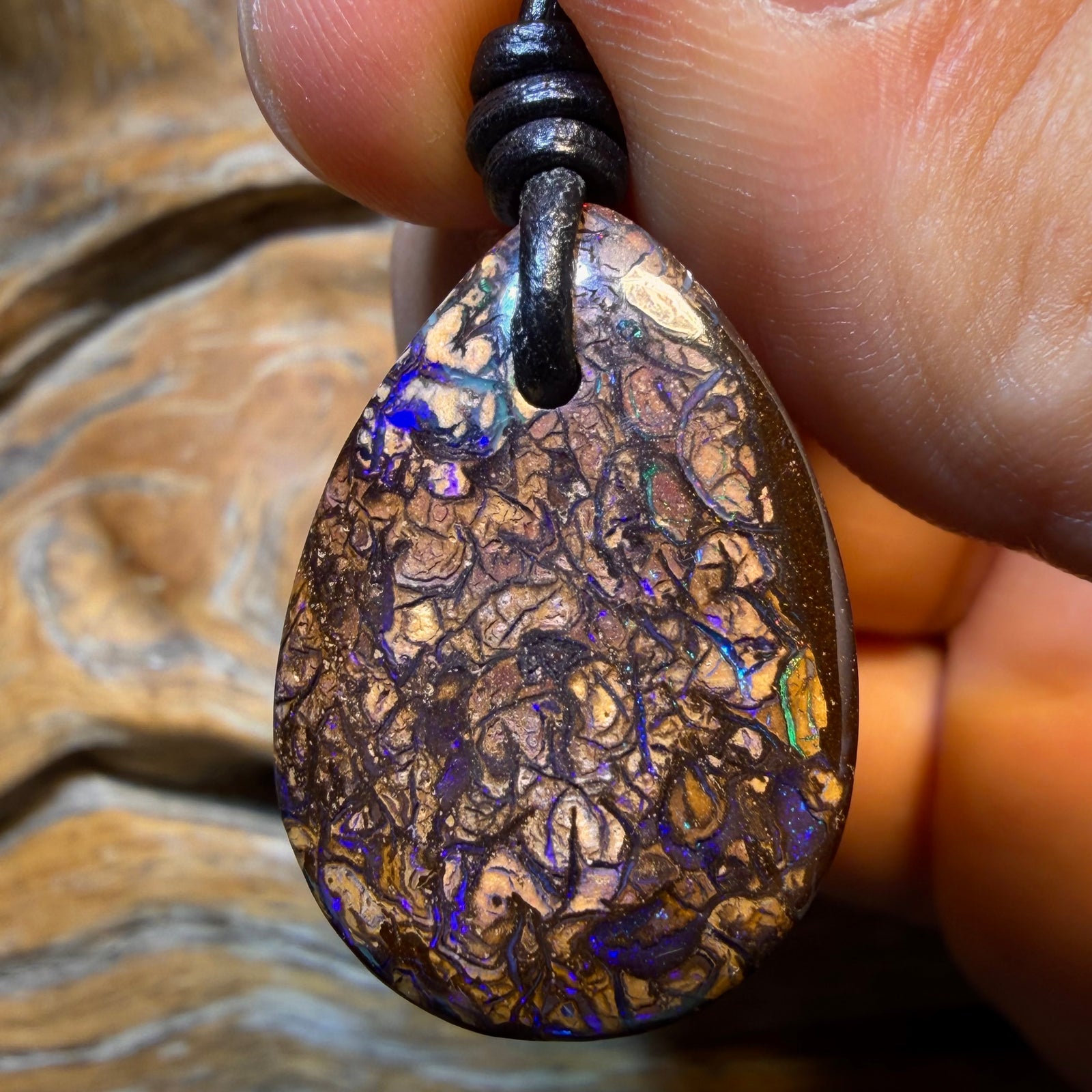 28 x 20mm - Drilled Tribal Queensland Boulder Opal Necklace