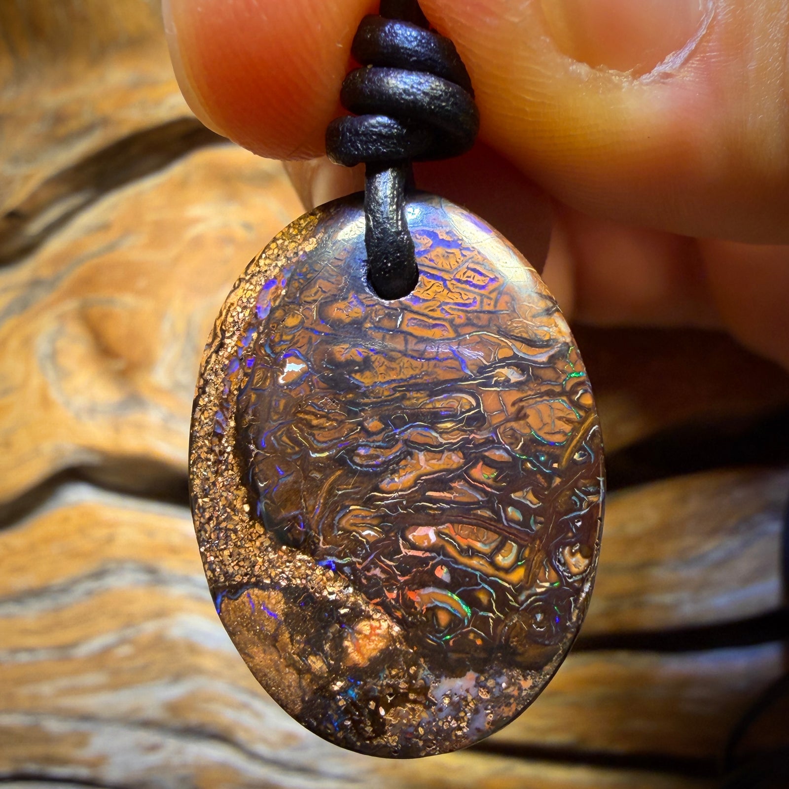 28 x 21mm - Drilled Tribal Queensland Boulder Opal Necklace