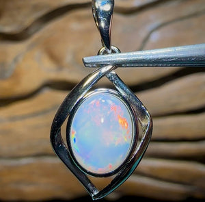 Sterling Silver - Solid South Australian Crystal Opal Pendant - Opal Whisperers