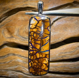 Sterling Silver - Top Tan Tribal Boulder Opal UNISEX Pendant