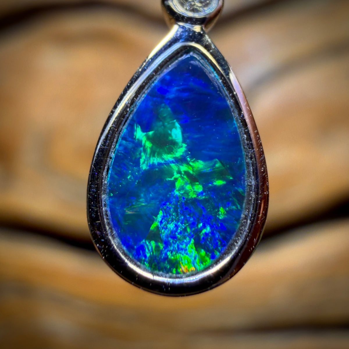 14k White Gold - Queensland Boulder Opal Doublet Pendant