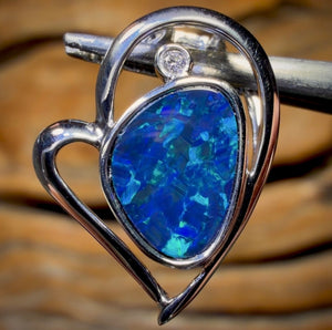 14k White Gold - Queensland Boulder Opal Doublet Pendant