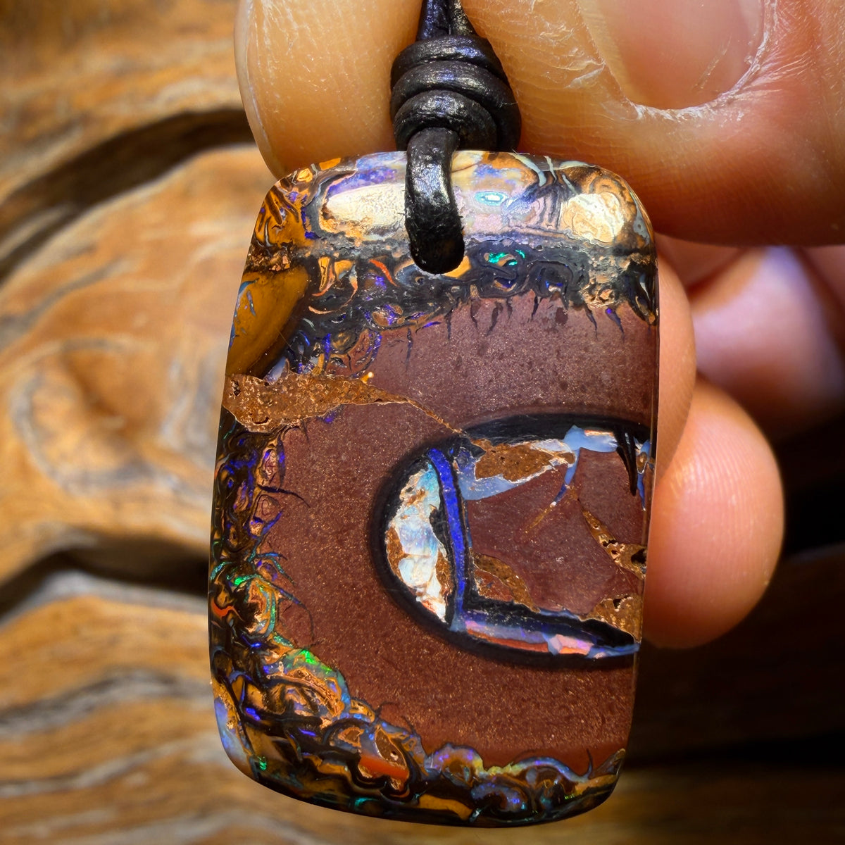 29 x 19mm - Drilled Tribal Queensland Boulder Opal Necklace