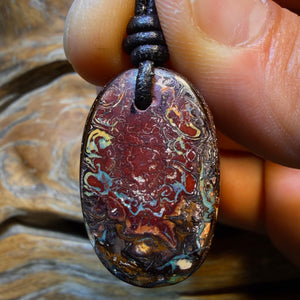 29 x 19mm - Drilled Tribal Queensland Boulder Opal Necklace