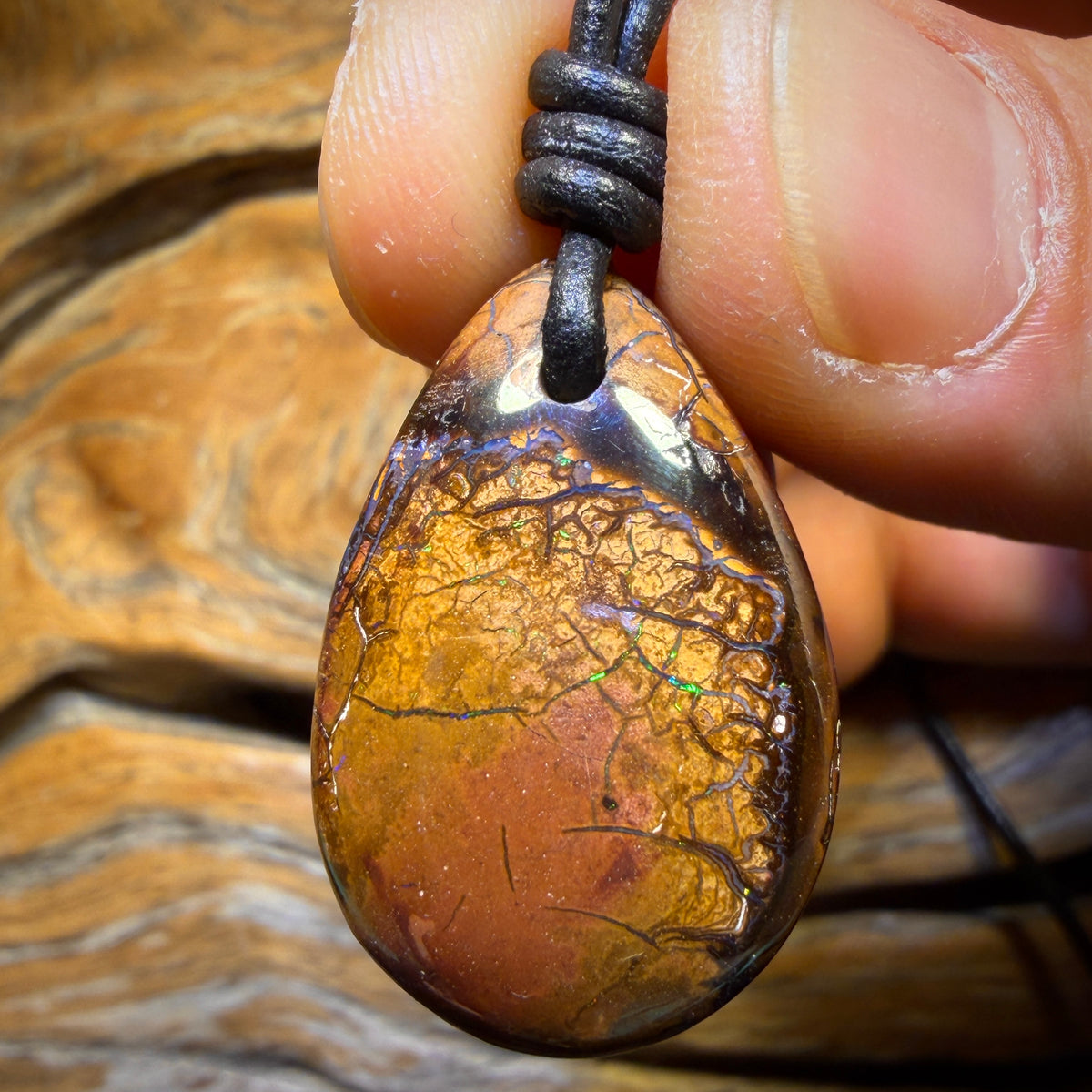 29 x 19mm - Drilled Tribal Queensland Boulder Opal Necklace