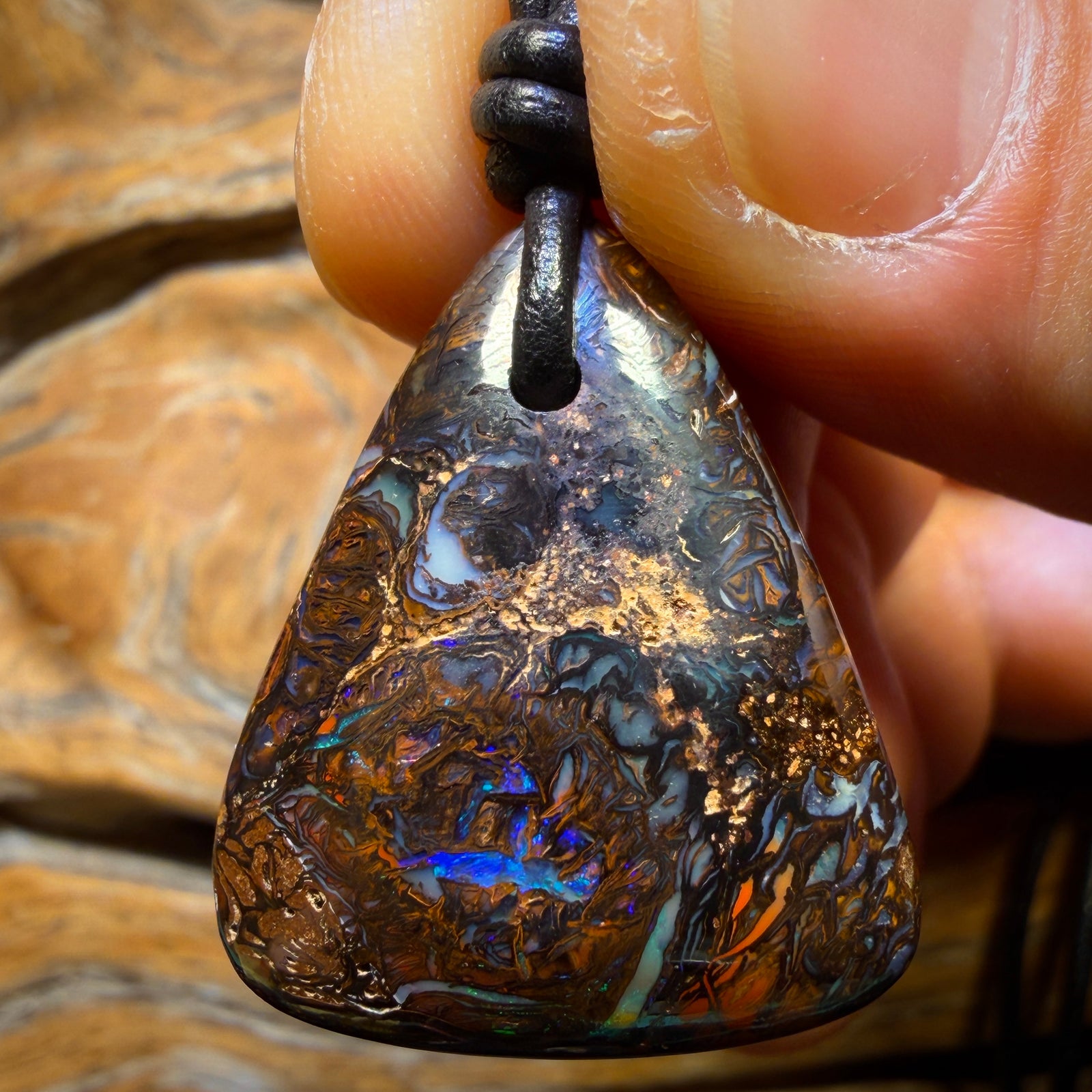 29 x 24mm - Drilled Tribal Queensland Boulder Opal Necklace