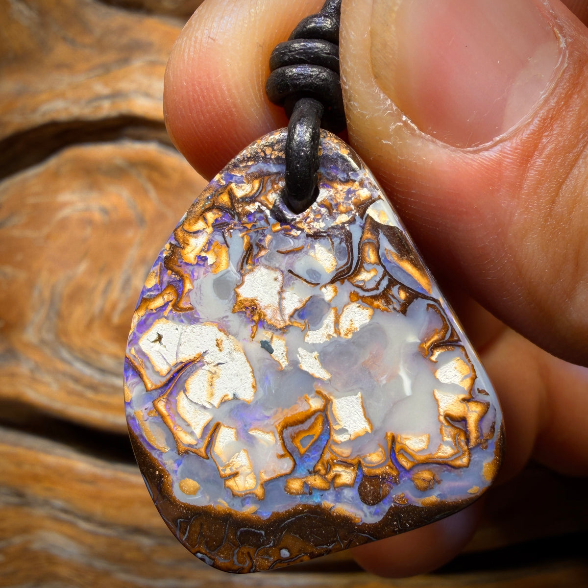 29 x 25mm - Drilled Queensland Boulder Opal Kernel Necklace