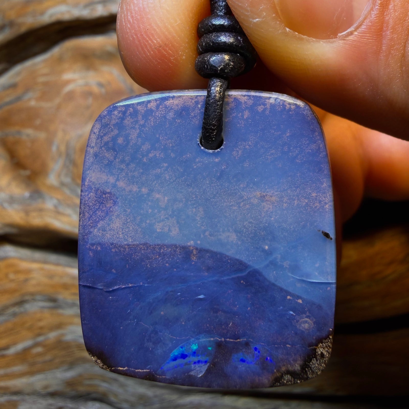29 x 26mm - Drilled Queensland Boulder Seam Opal Necklace