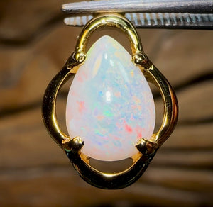 Sterling Silver Plated - Solid South Australian Crystal Opal Pendant. Half Price Free Setting