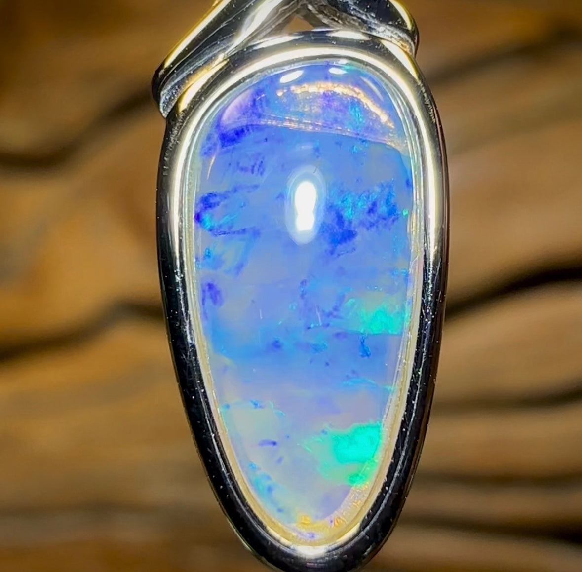 Sterling Silver - Solid South Australian Crystal Opal Pendant - Opal Whisperers