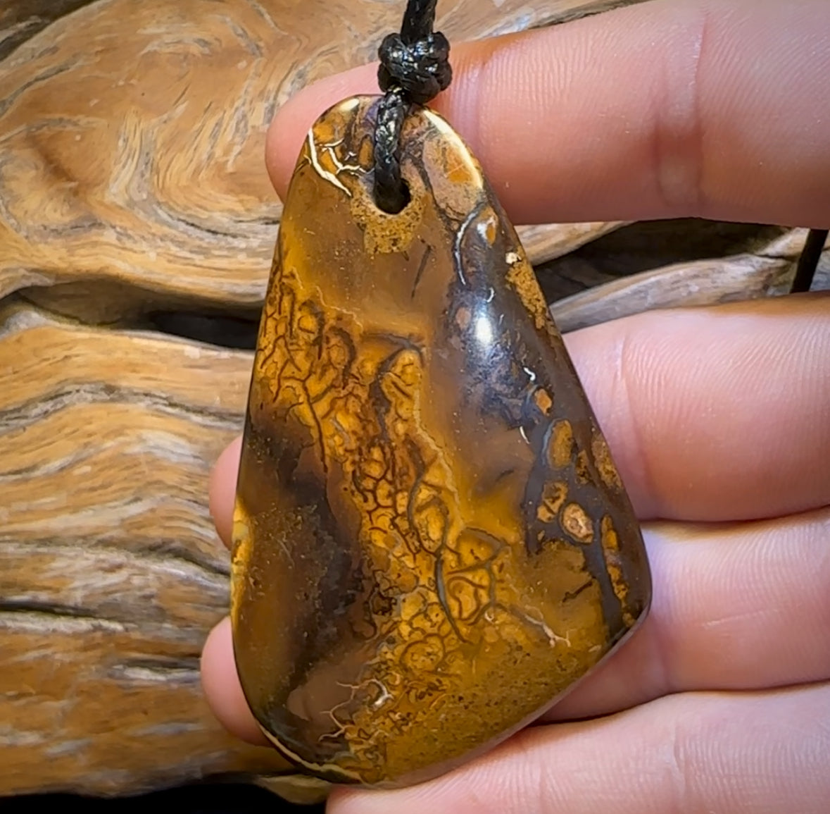 69 x 41mm - Oversize Drilled Boulder Opal Pendant w/ Eco Friendly Vegan Cord