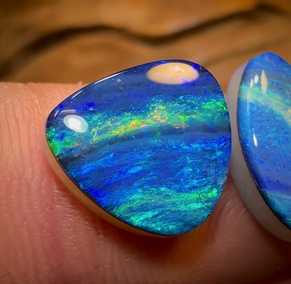 8.5cts - My favourite “Water Worlds” Lightning Ridge Opal Doublet Pair OLD SCHOOL