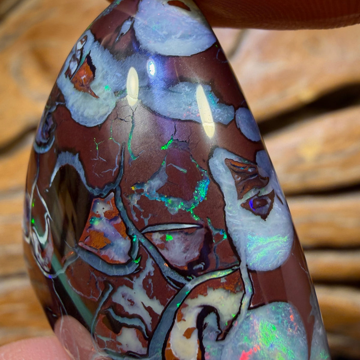 90.7cts - Rare Broad Tribal Queensland Boulder Opal from Yowah with Pools