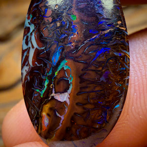 Wildcard! 18.8cts - Black Top Tribal Queensland Boulder Opal Picture Stone from Koroit