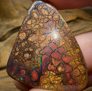 77.6cts - Yowah Nut Opal. Tan Tribal Pattern Picture