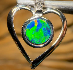 14k White Gold - Queensland Boulder Opal Doublet Pendant with Diamonds - Opal Whisperers