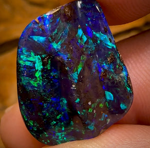 19.3cts - “Celebrity Stone” TOP GEM TOP UNDULATED CUT Yowah Seam Opal. Featured on “Outback Opal Hunters”!