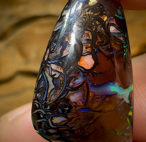 29.2cts - Australian Boulder Opal. Dark Tribal Pattern