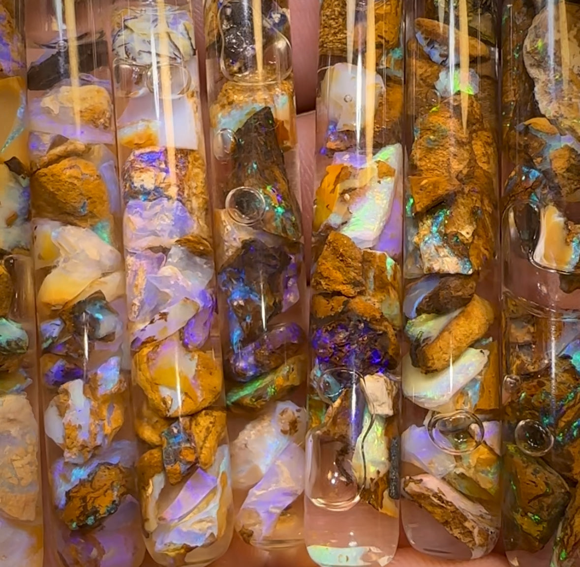 25cts Vials of Queensland Boulder Opal Rough. BULK LISTING