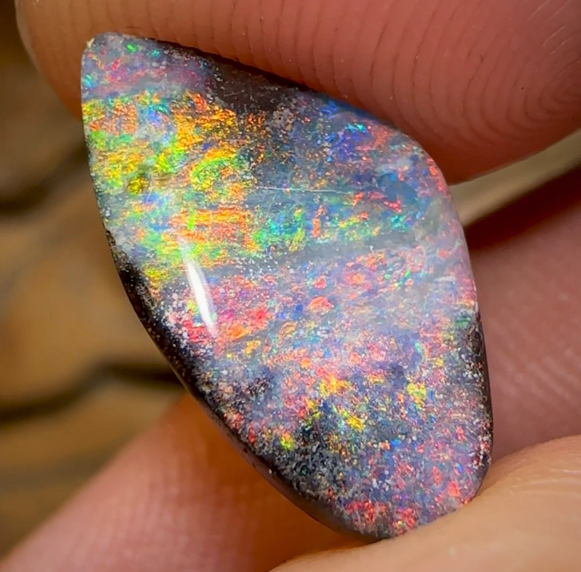 3.8cts - “Red Fire Sunset” Australian Boulder Opal from Winton - Opal Whisperers