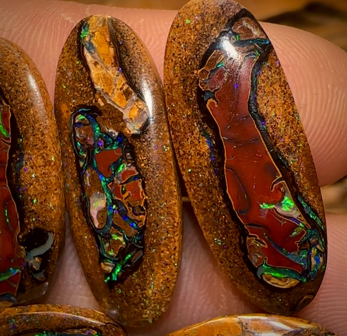🔒36.3cts - 5x Tribal Queensland Boulder Opal Set
