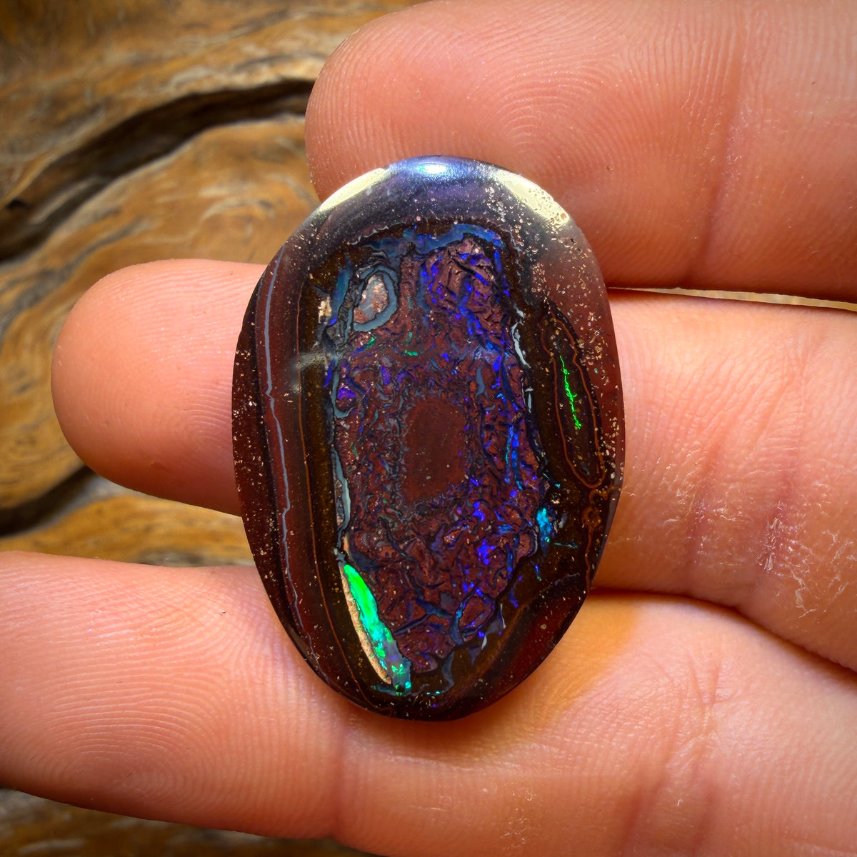 Aren’t You Glad You Hung Around Card! 42.9cts - Yowah Nut Kernel Opal. Double Sided