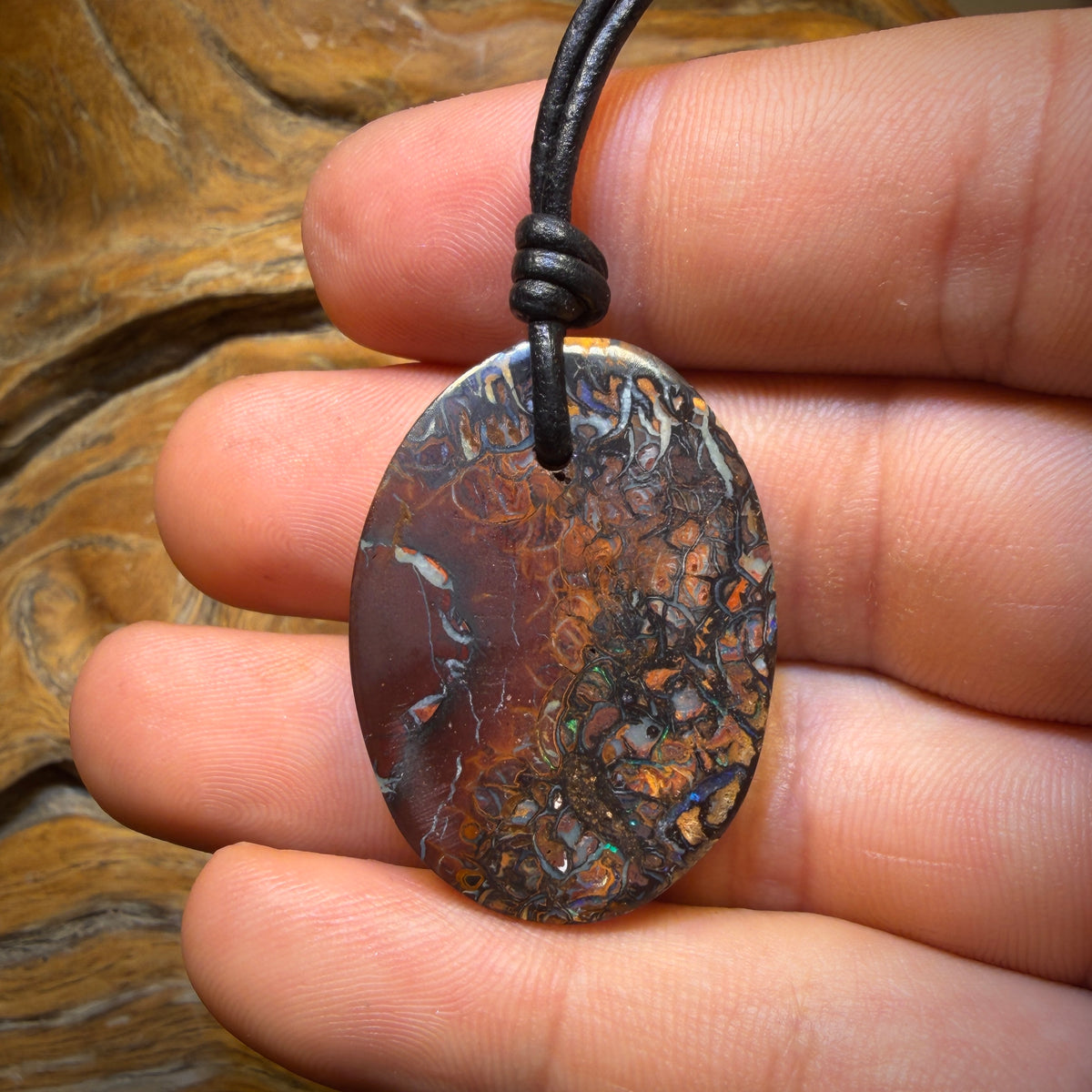 34 x 25mm - Drilled Tribal Queensland Boulder Opal Necklace