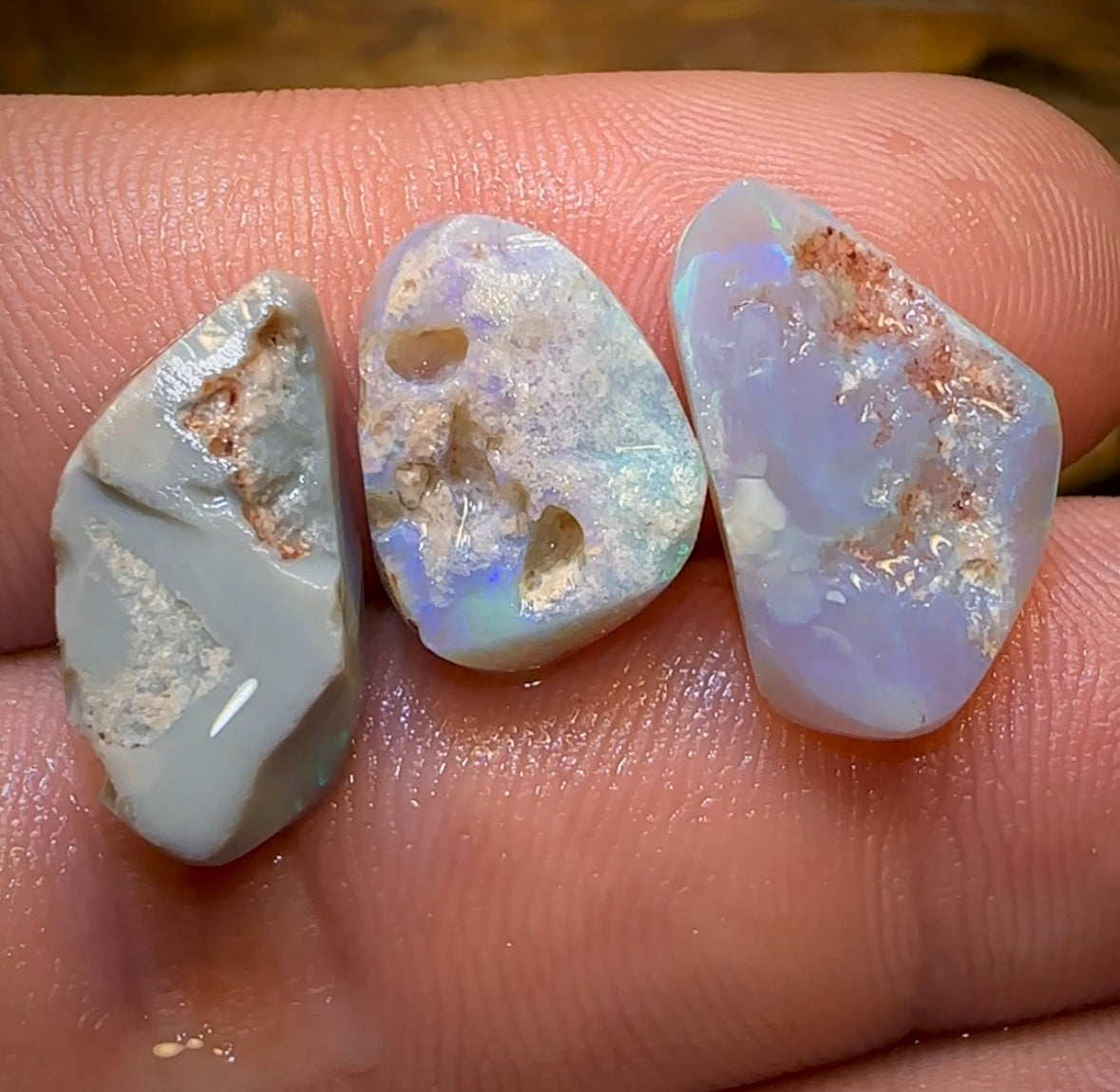 13.5cts - 3x Lightning Ridge Dark Opal Rubs Parcel - Opal Whisperers