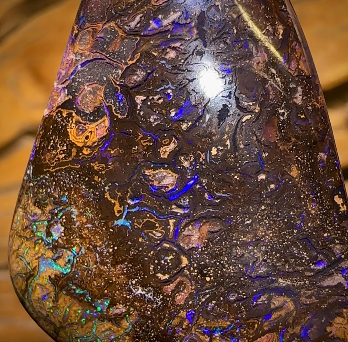 82.5cts - Big Black Tribal Yowah Nut Opal. Australian Opal Double Sided with Picture Pattern Reverse BARGAIN