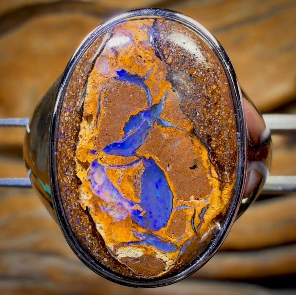 Bague unisexe en argent sterling et opale massive