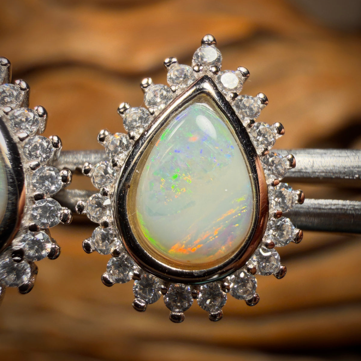 Sterling Silver - South Australian Crystal Opal Stud Earrings
