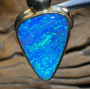 18k Gold - Heritage Collection Stunning Solid Australian Boulder Opal Pendant - Opal Whisperers