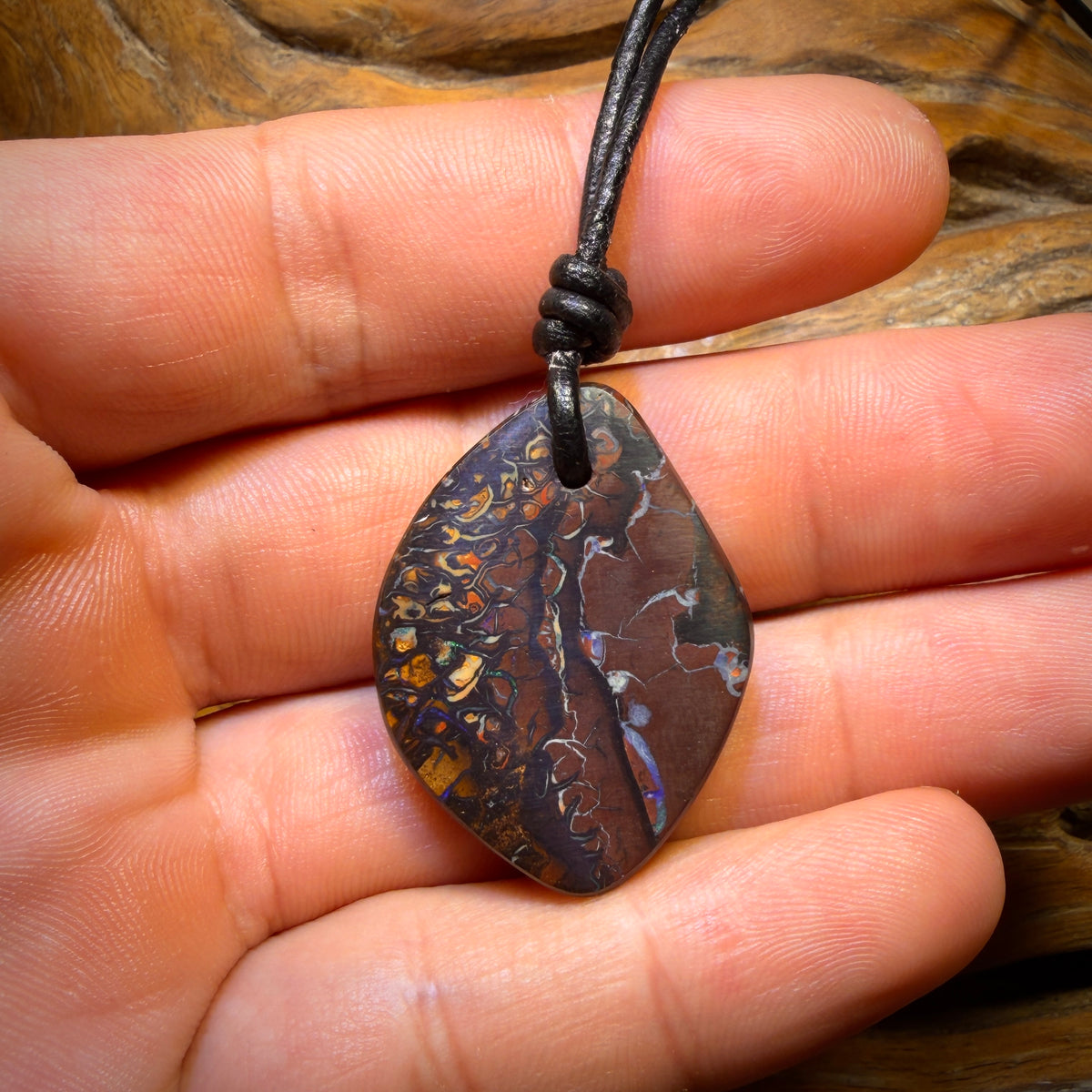 32 x 24mm - Drilled Tribal Queensland Boulder Opal Necklace