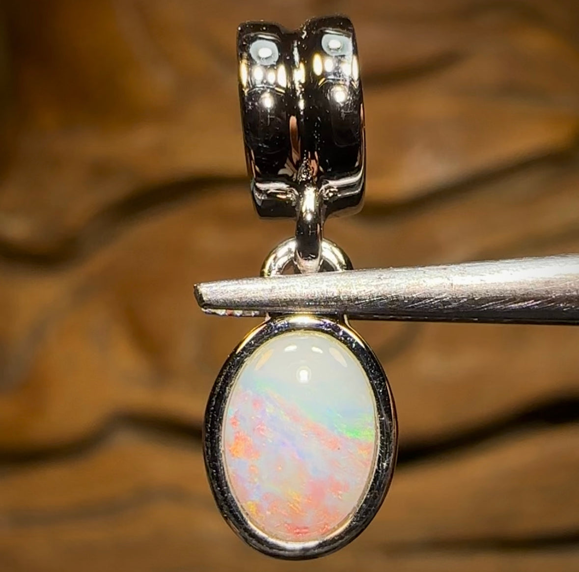 Sterling Silver - Solid South Australian Crystal Opal Pendant - Opal Whisperers