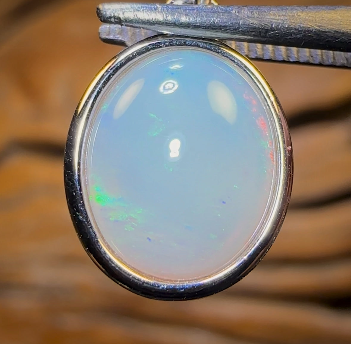 Sterling Silver - Solid South Australian White Opal Pendant