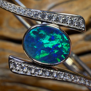 Sterling Silver - Australian Boulder Doublet Opal Bracelet