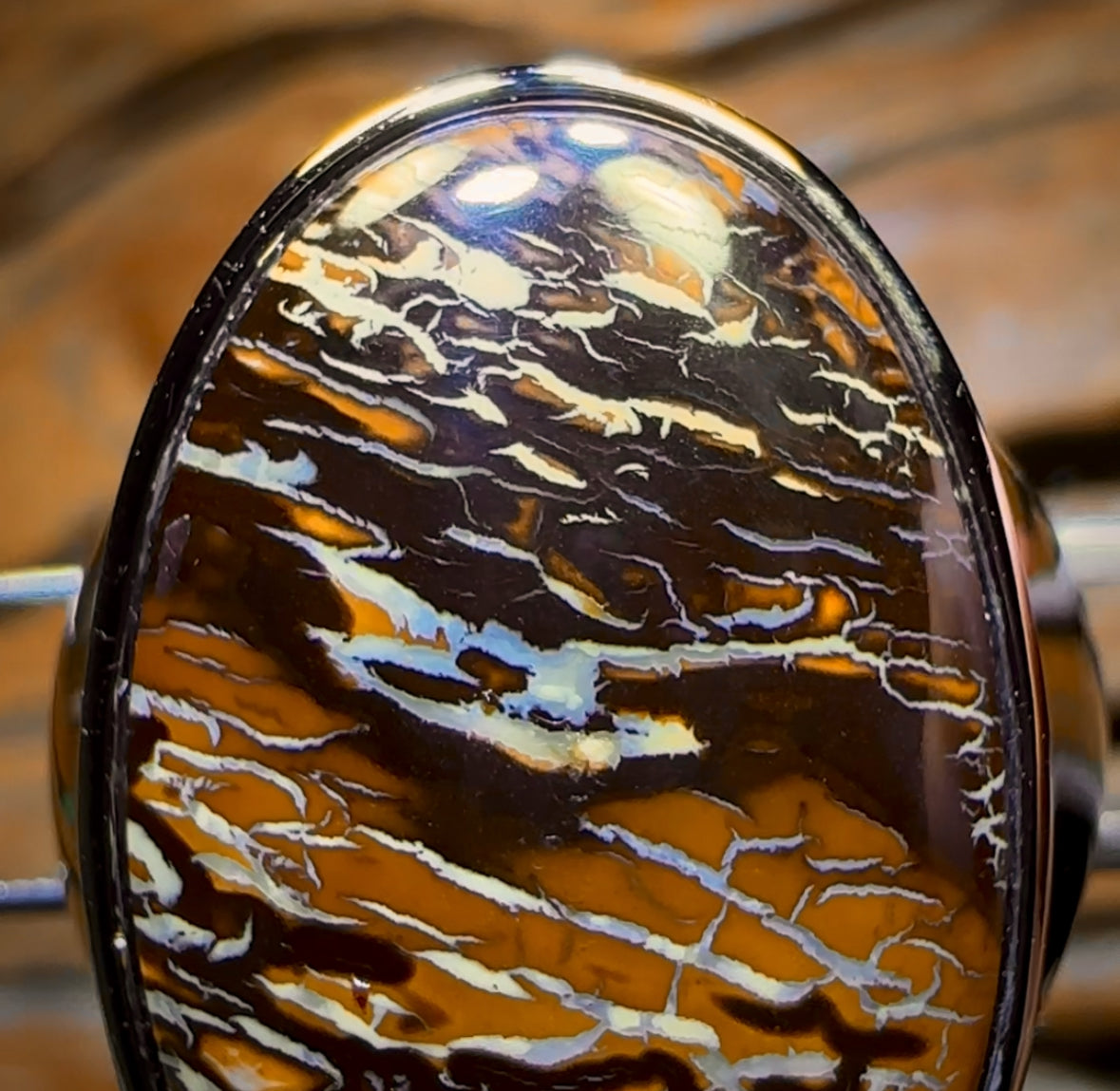 OMG DADDY XL Sterling Silver - Solid Tribal Boulder Opal Ring. Unisex