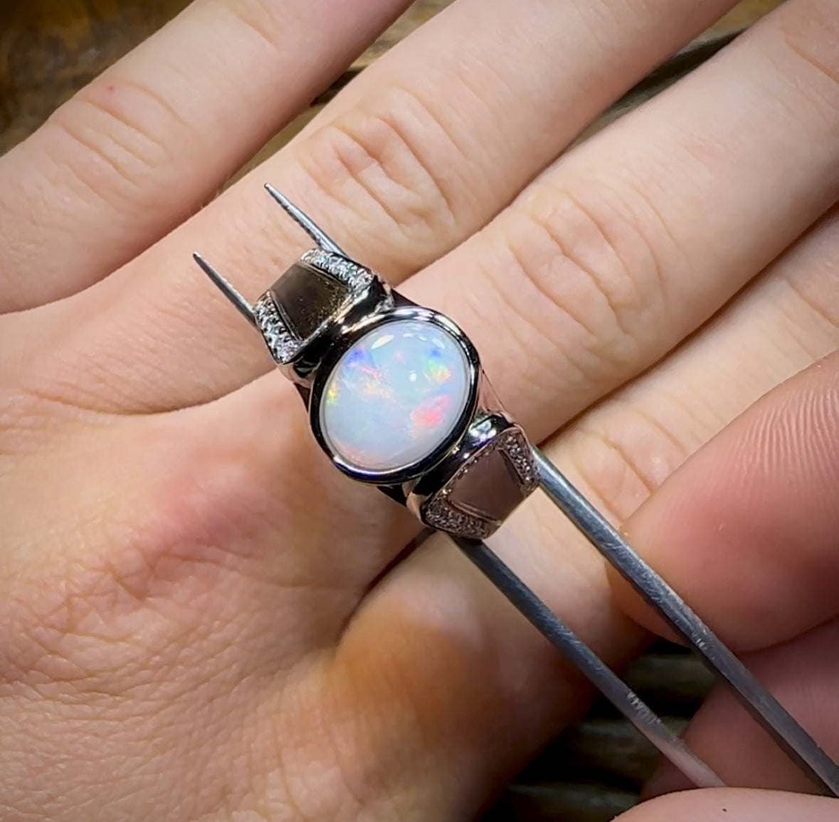 Sterling Silver - South Australian Crystal Opal Ring - Opal Whisperers