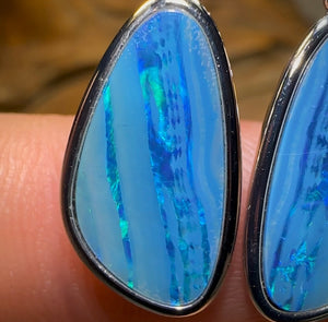 Sterling Silver - Classic Australian Boulder Opal Doublet Earrings - Opal Whisperers